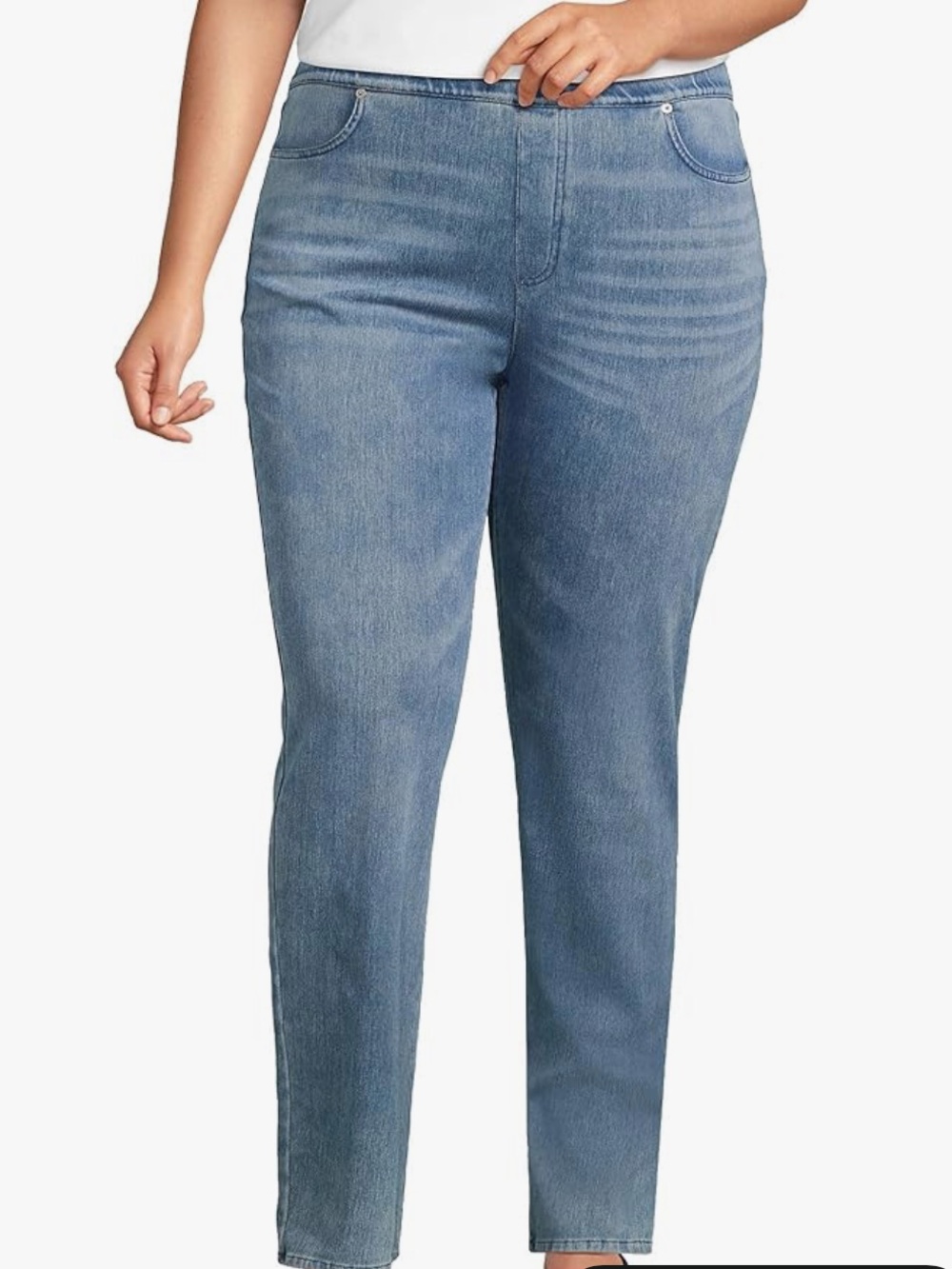 Lands'‎ End Women's Medium Blue Straight-Leg Starfish Jeans. Size Large.